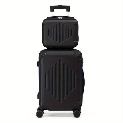 Set of 2 Luggage Pieces (20" And 12") for Travel, Featuring Lightweight, Portable Hard-Shell Suitcases with Spinner Wheels, Available in Rose Golden, Black, And Dark Gray