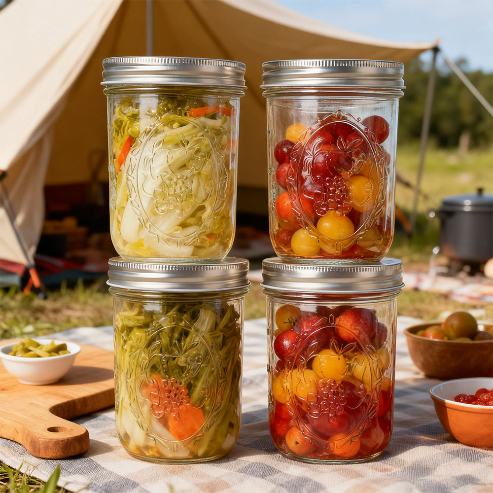 Round Wide-Mouth Mason Jar, Glass Sealed Jar with Lid, 550ml (18.6oz) Large Capacity Storage Container, Perfect for Canning, Juices, and Jams