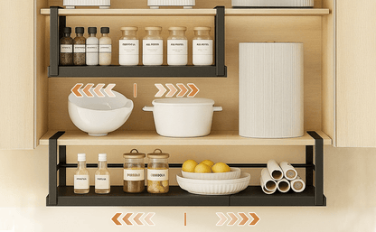 Expandable Under Cabinet Storage Shelf 45–63cm, Adjustable Metal Hanging Organizer Rack for Kitchen, Pantry & Bathroom