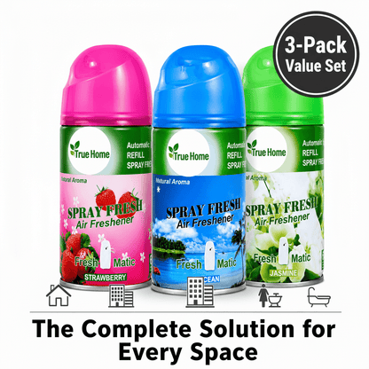 3 Pack Fragrance Dispenser Refill Cans – 3 Pack Air Freshener Refills, Automatic Fragrance Dispenser Spray Cans for Home, Office, Bathroom & Washroom, Jasmine & Lavendermine & Lavender Room Scent Refills for Home, Office, Washroom & Everyday Living Spaces
