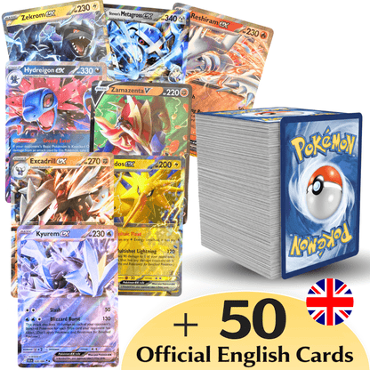 Pokémon Cards: ULTRA PACK +50 in English / ULTRA TCG PACK: 1x Ultra Rare EX + 5x Shiny (HOLO/REVES) + 45 Common/Uncommon Pokémon Cards - Random Cards