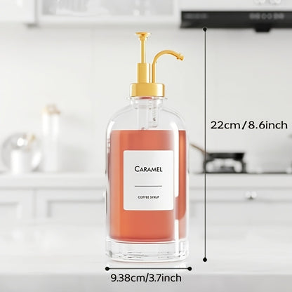 4pcs Oil Bottles, Pump Bottles, Coffee Bar Accessories, Coffee Syrup Dispenser - 16.9oz Squeeze Bottle, Coffee Maker Supplies, Coffee Bar Syrup Pump Dispenser