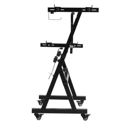1PC Keyboard Stand with Wheels, Z-Shaped Heavy-Duty Piano Stand, Adjustable Portable Piano Keyboard Stand, Suitable for 54-Key, 61-Key, and 88-Key Electronic Keyboards