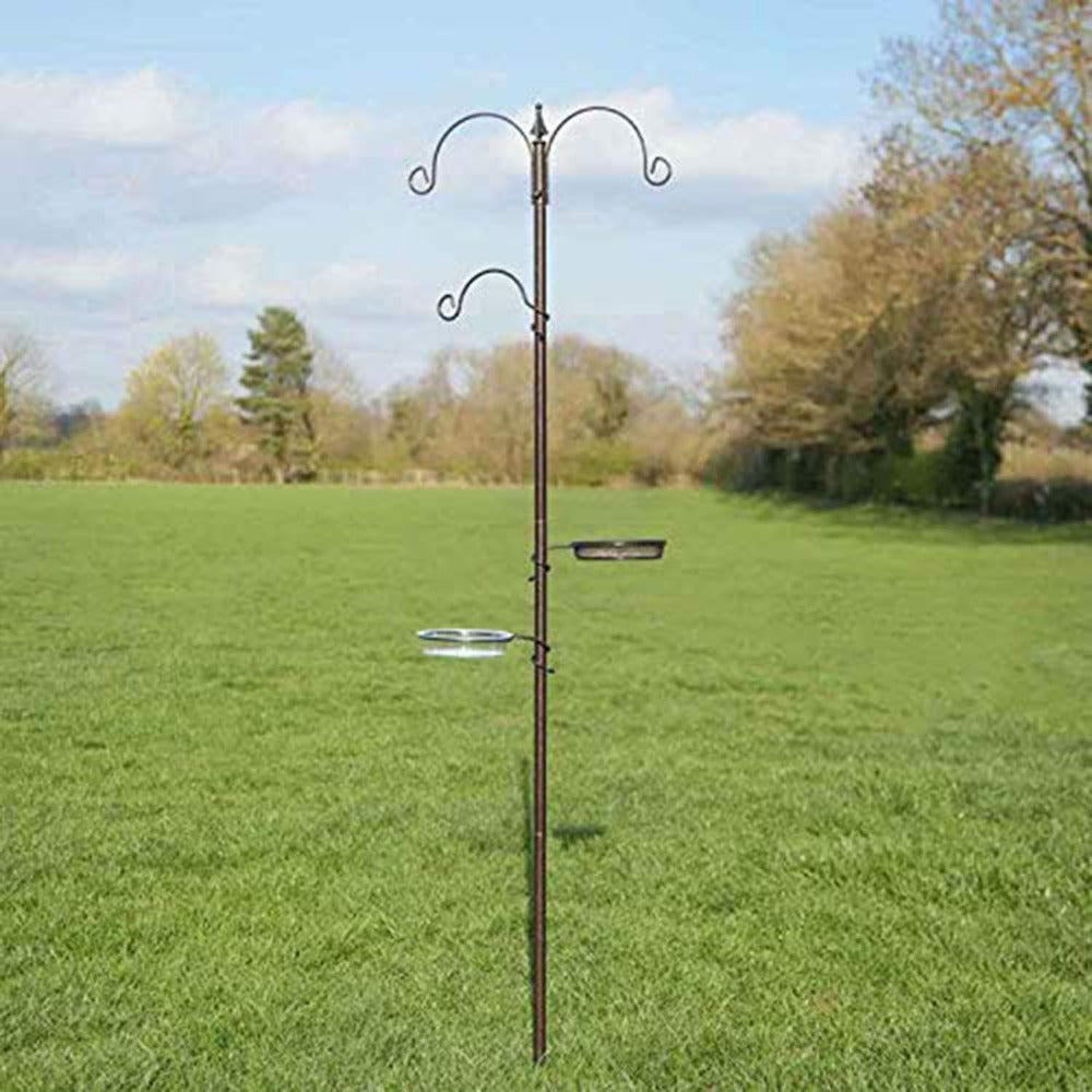 Garden Bird Feeding Station with 3 Brackets, Water Dish & Mesh Dish – Multi-Feeder Wooden Bird Table Stand for All Garden Birds | Attracts Wild Birds | UK