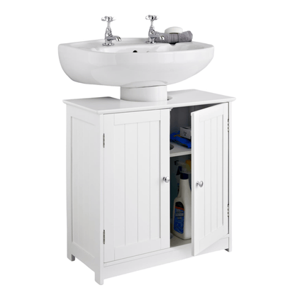 Bathroom Under Sink Cabinet Storage Cupboard Organiser Free Standing Wooden Sink Storage Unit with Shelf