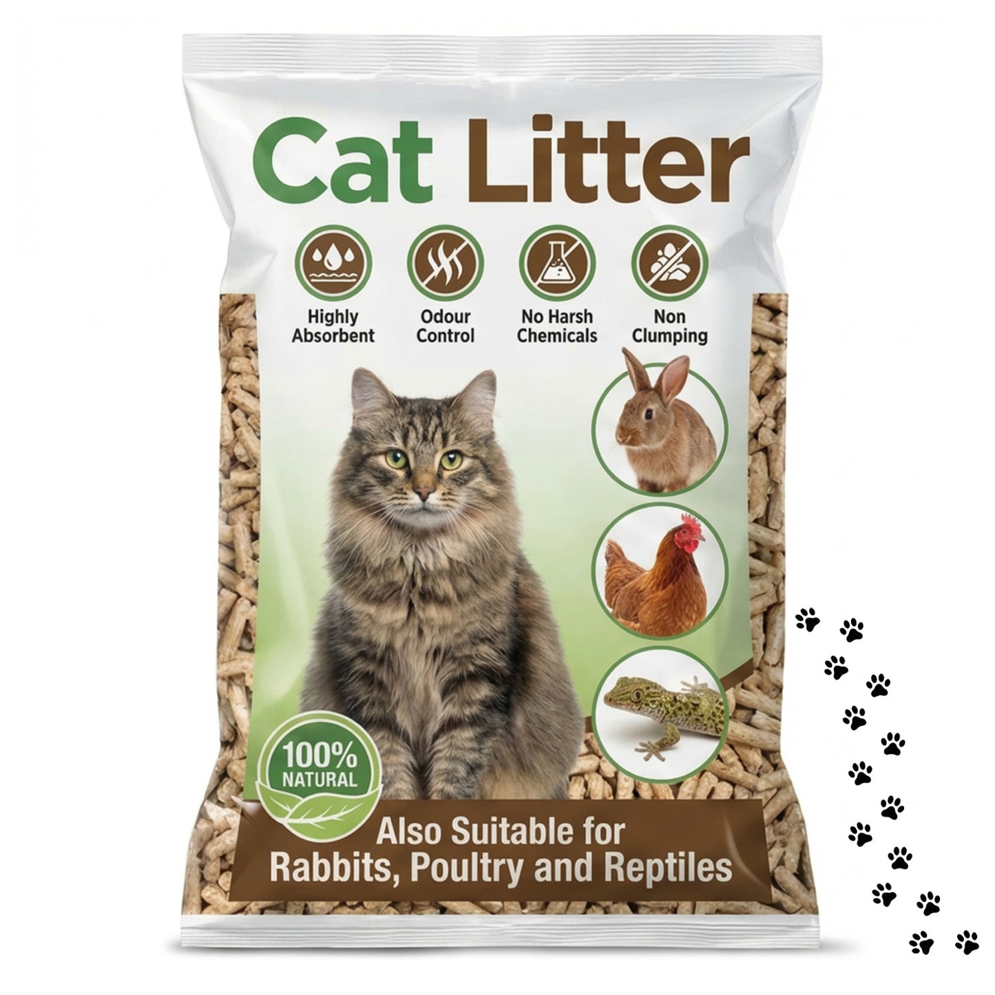 30 Litre Highly Absorbent Unscented Cat Litter Odour Controlled Natural Soft Pet Bedding