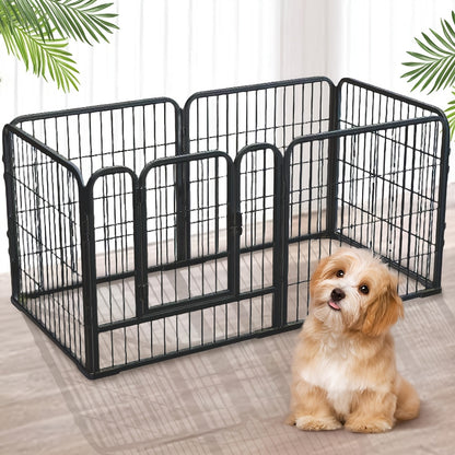 6-Panel Heavy Duty Metal Dog Puppy Playpen - Foldable & Detachable Pet Pen with Assembly, /Outdoor Exercise Fence Suitable for Dogs, Cats, Rabbits - Portable & Sturdy Play Pen