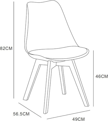 mcc direct Set of 4 Dining Chairs Wooden Legs Soft Cushion Pad Stylish DELUXE Retro Lounge Dining Office EVA