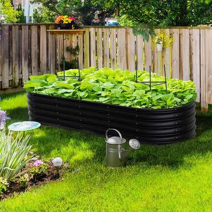 Extra Large Raised Beds for Garden, Oval Planter Box with Plant Climbing Frame, Outdoor Raised Planters for Vegetables, Flowers & Herbs, Bottomless Metal Garden Bed