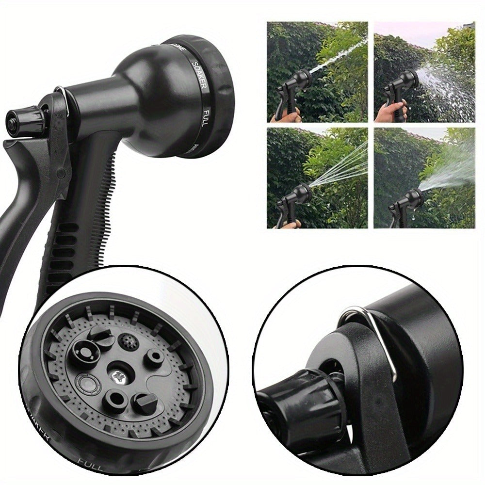 100FT Heavy Duty Flexible Expandable Garden Water Hose Pipe & Rugged Spray Gun Black