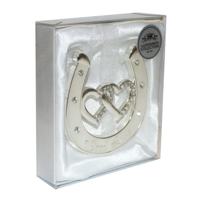 Wedding Ivory Coloured Double Heart Horseshoe with Diamantes