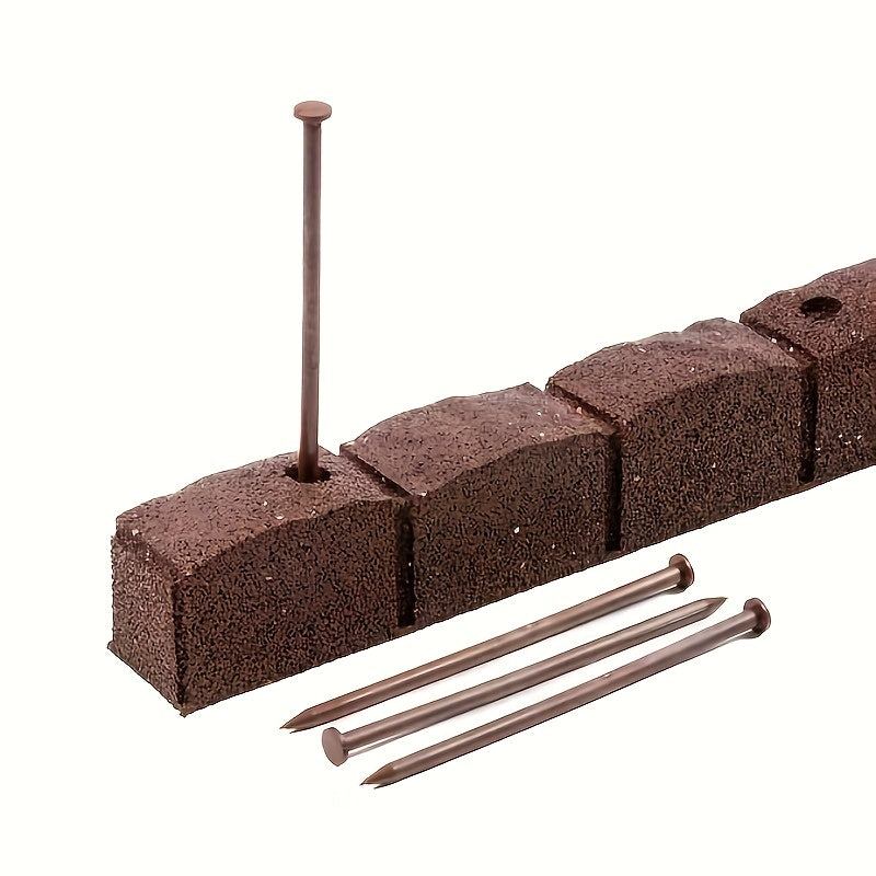 Roman Castle Stone Garden Border 4ft Rubber Landscape Edging Section 120cm, Garden Border Installation, Garden Pathway Edging, Perimeter Edging Section, Flexible Garden Border, Roman Castle Stone Pattern, Castle-Inspired Edging, Heavy-Duty Border