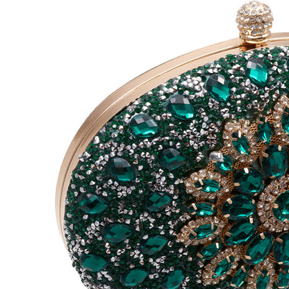 Women Evening Bag Multicolor Clutch Bag Luxury Crystal Handbag Bridal Wedding Purse Glitter Shoulder Bag with Detachable Chain Banquet Party Prom Crossbody Bag Gold-Multicolour, Green/ Gold/ Silver