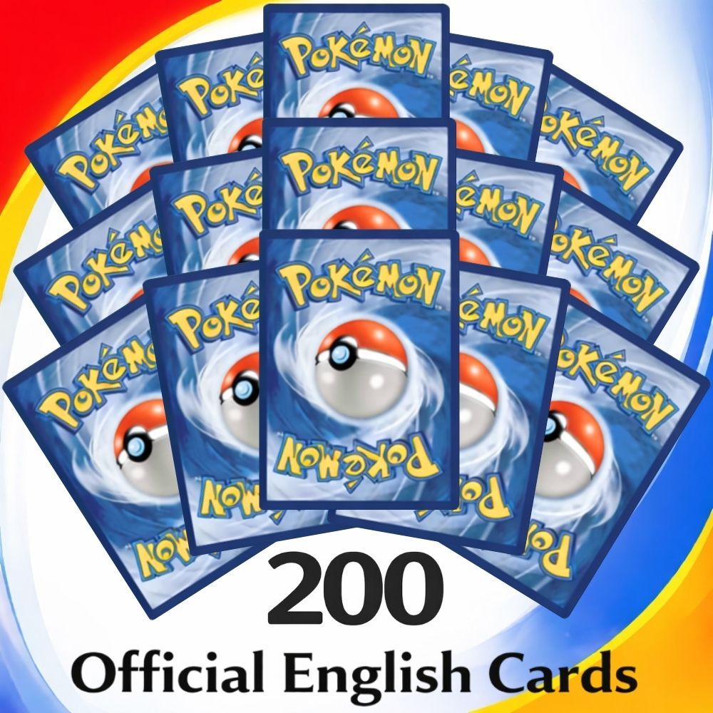 Pokémon Cards: Authentic Lot of 200 Pokémon TCG Playing Cards in English Language