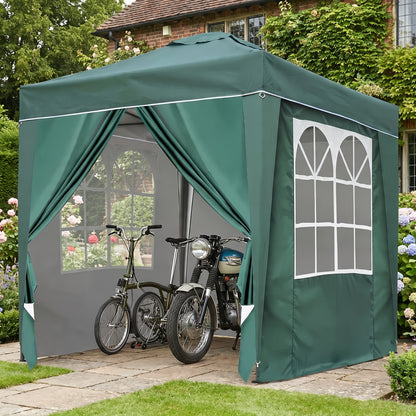 2x2m/3x3m Folding Garden Carport with Sidewalls, Heavy Duty Outdoor Canopy Tent with 3 Height Settings, UV50 for Car, Truck, Boat, Bike, Temporary And Removable(Grey, Green, Blue, Beige)
