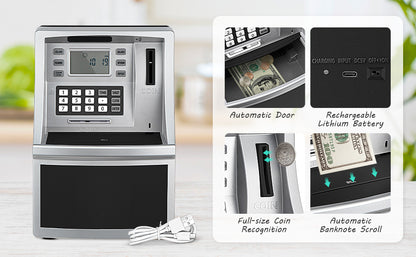 Password Protected ATM Bank Toy - Secure Savings Piggy Bank for Kids, Perfect Birthday, Christmas, Halloween Gift for Boys and Girls