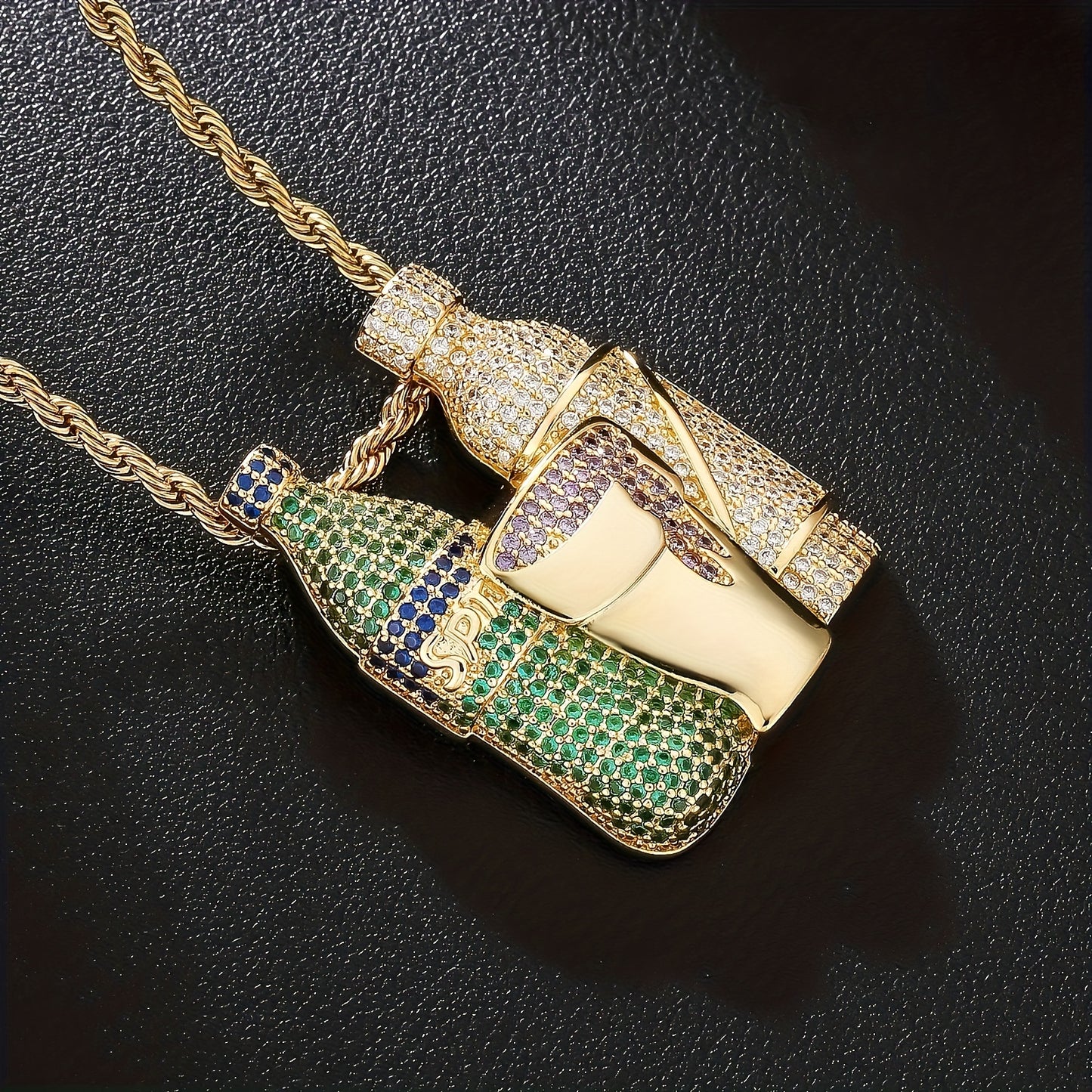 ICEDCHICS 1pc Hip Hop Pendant, Rap Hipster Coloured Synthetic Synthetic Zirconia Street Rap