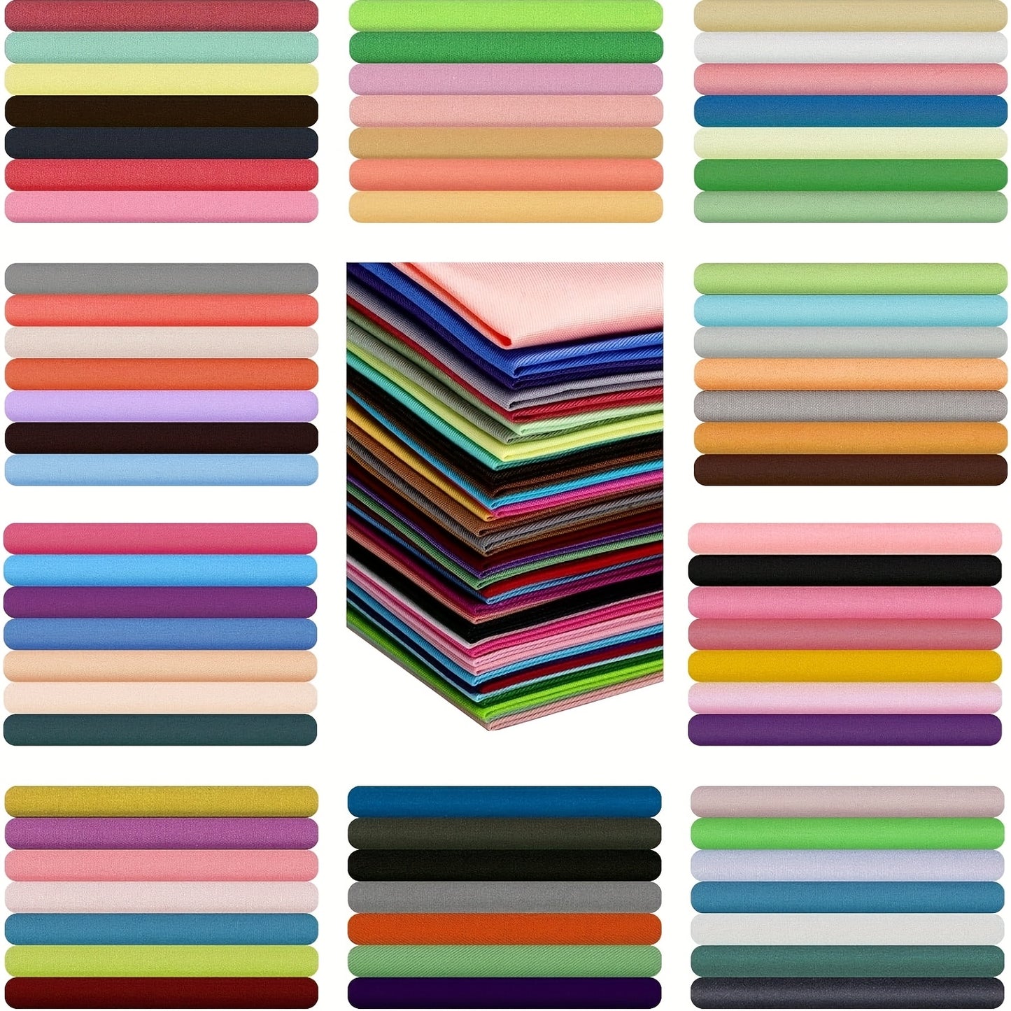 70pcs 25.4x25.4 cm Cotton Packs, Cotton Patchwork Fabrics DIY Fabric Squares Fabric Pack for Sewing Multicoloured for DIY Sewing Pattern Craft (solid Colour)