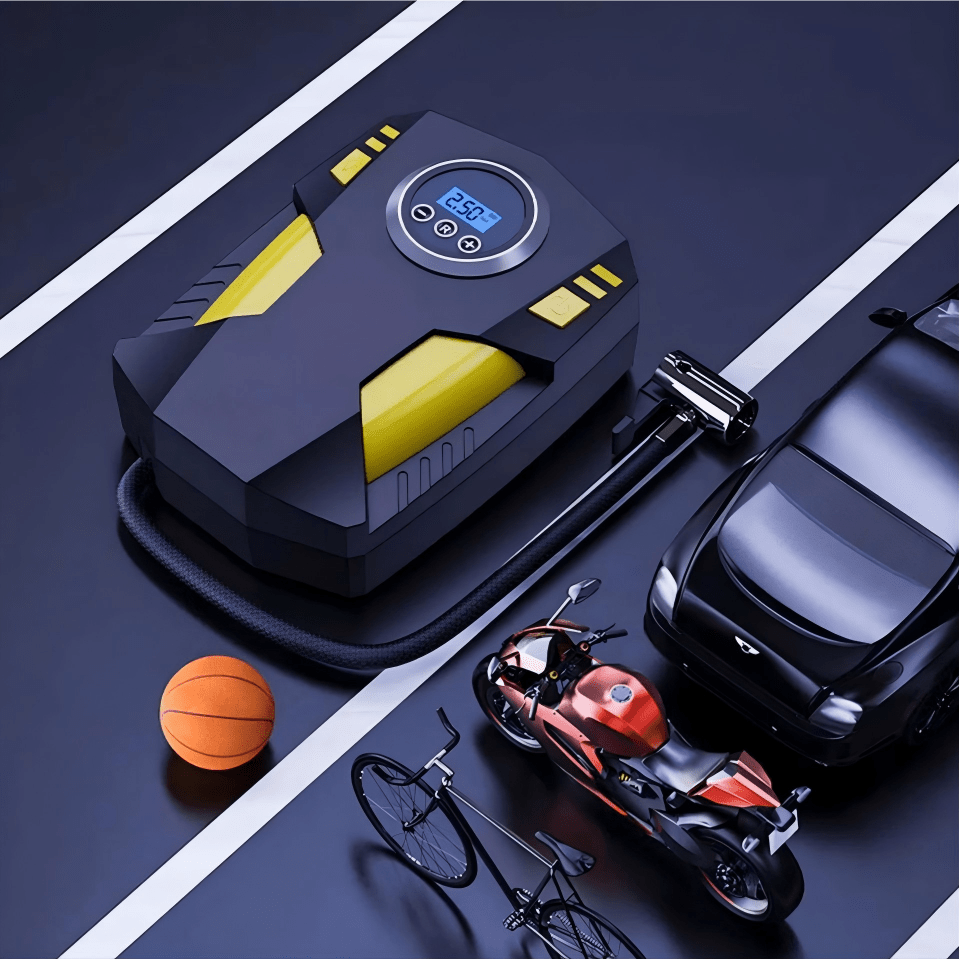 1PC Portable Digital Tire Inflator, Smart Air Compressor with Auto Stop Function, LED Lighting & Multi Nozzles Design, Fast Inflation Handheld Air Pump, Multifunctional Emergency Inflation Tool for Vehicle, Motorcycle, Bike, Sports Ball and Inflatable Ite