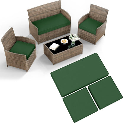 3pcs Rattan Outdoor Furniture Seat Cushion Pads, Outdoor Replacement Cushions for Rattan Set, Water-Resistant Outdoor Chair Cushions Garden Seat Cushion Pads