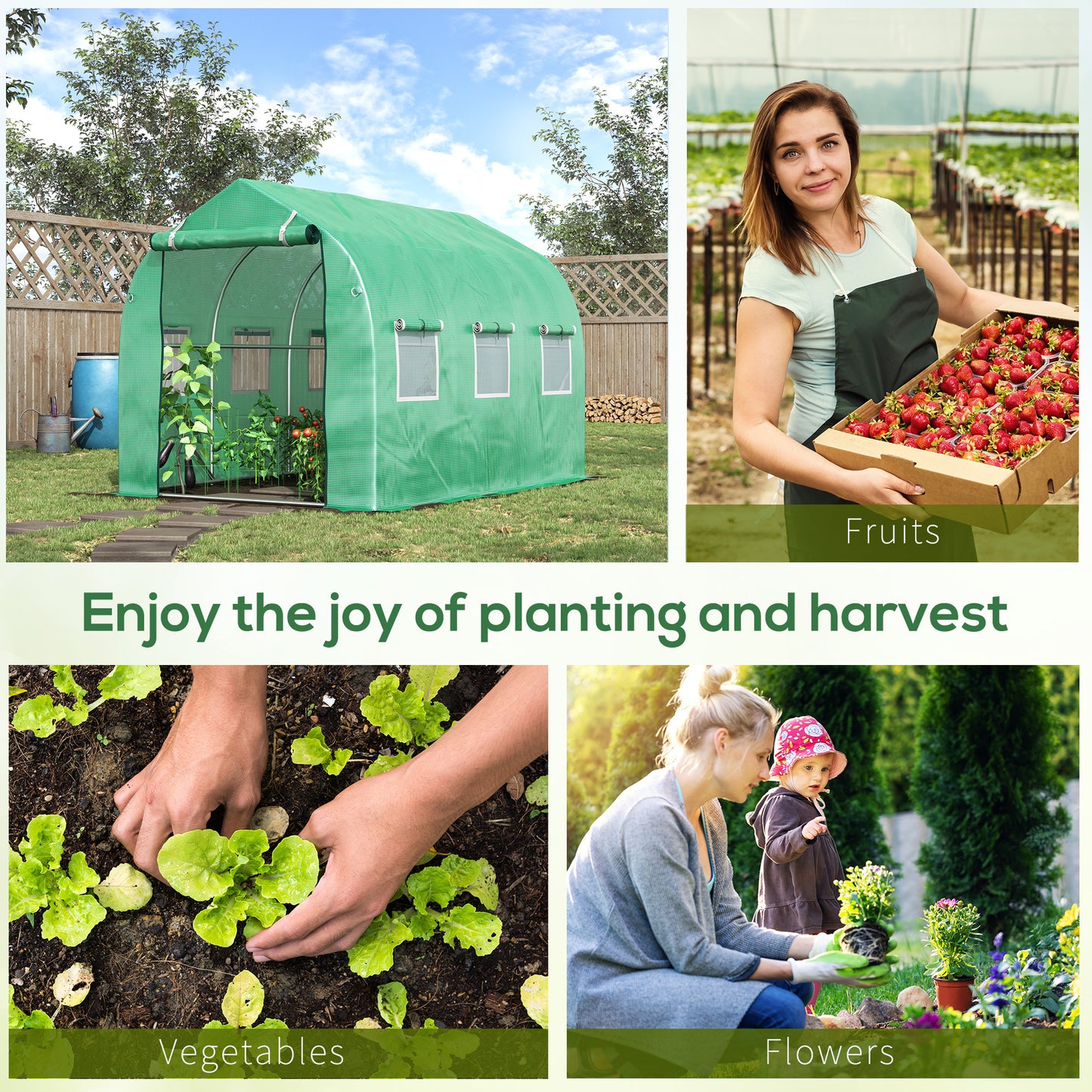 Polytunnel Greenhouse with Windows and Door, Walk in Greenhouse for Garden, Backyard (4 x 2 M)