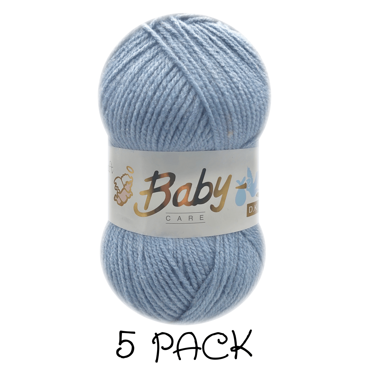 Woolcraft - Baby Care Double Knitting Yarn - 2 or 5 Pack of 100g Balls of 100% Acrylic Yarn - 13 Colours Available - Aqua, Beige, Baby Blue, Oyster, Denim, Lilac, Mint, Peach, Baby Pink, Rouge, Silver, White or Lemon - Perfect for Knitting or Crochet