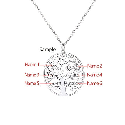 [Custom Tree of Life] 304L Stainless Steel Custom Tree of Life Necklace | Engraved with 1-8 Names | Family Name Jewelry Gift for Wives, Mothers, Grandmothers