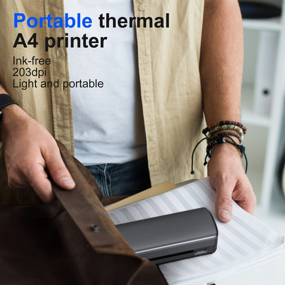 D810B Portable Inkless Thermal Printer A4 & US Letter – Wireless & USB, iOS & Android Compatible, Travel & Office Printer, Tattoo Stencil Printer, 20 Sheets Included