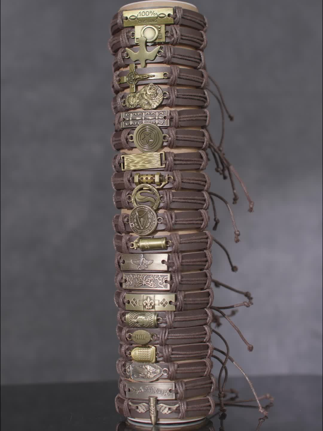 12pcs/24pcs/36pcs Vintage Style Men'S Woven Random Mixed Bracelets, Adjustable Size