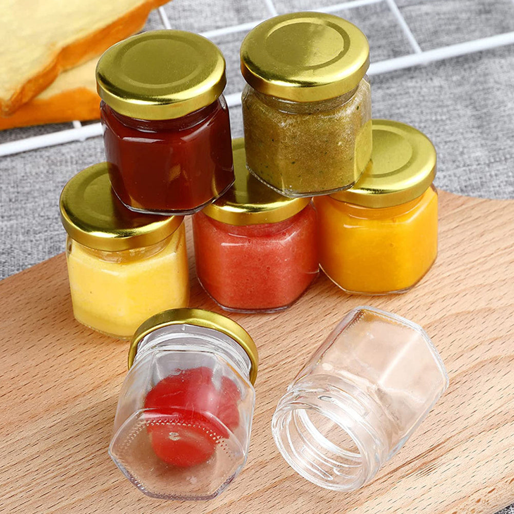 20 Pack Glass Jars With Lids, 45ML Mini Jars With Golden Lids Honey Spice Herb Jam Bottles Round Glass Jam Jars For Spices, Herbs, Jams, Crafts, Wedding Party Favors, Decor