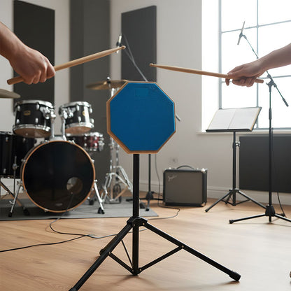 Mute Drum Practice Pad Set with Pads, Adjustable Stand and Portable Bag, Suitable for Drummer Rehearsals and Beginner Practice, Blue