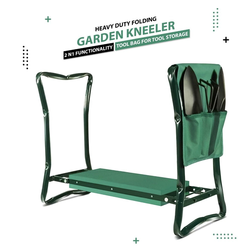 Garden Kneeler and Seat 2-in-1 Folding Padded Kneeling Bench with Handles & Tool Bag - Lightweight Foam Gardening Stool for Kneeling & Sitting