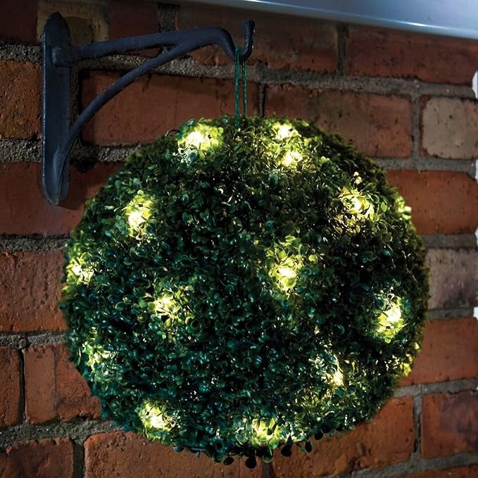 Solalite® 1Pack/4Pack Solar Topiary Balls – 28cm Round Artificial Ball Plants Outdoor with 20 Solar Led Lights, Garden Hanging Balls Sphere Decorative For Wedding, Christmas, Backyard, Balcony, Garden Decor