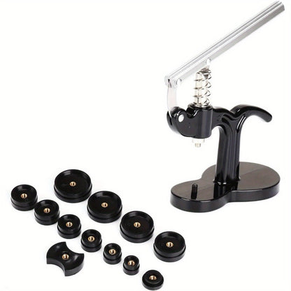 13pcs Watch Press with 12 Dies 18mm50mm Watch Back Case Press Opener & Crystal Glass Closer - Professional Fitting Repair Tool