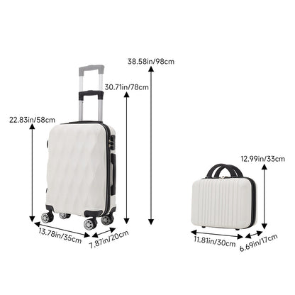 2-Piece Rolling Luggage Set, Travel Suitcase Set with Small Carry-On Case, Versatile Luggage for Daily Travel & Vacation, Sturdy Lightweight Luggage Set with 360° Wheels, Spinner Luggage Set, 20inch+14inch