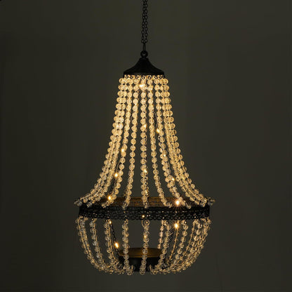 Taylor & Brown 28" Tall Hanging Solar Powered Acrylic Crystal Chandelier Light Lantern Modern Outdoor Garden Meadow with 30 Cool White LED Lights for Yard, Patio and Gazebo Decorations