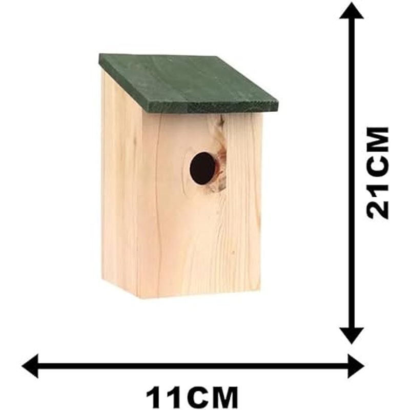 Garden Mile Traditional Wooden Garden Ornaments Outdoor Bird House Black Wooden Roof Garden Bird Box - Natural Large Freestanding Hanging Wild Birds Nesting Box For Tree, Patio And Garden Décor