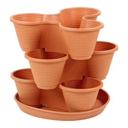 Taylor & Brown 3 Tier Stackable Strawberry, Herb, Flower, and Vegetable Planter - Vertical Growing Garden Tower Indoor/Outdoor Planters Tri-Pot