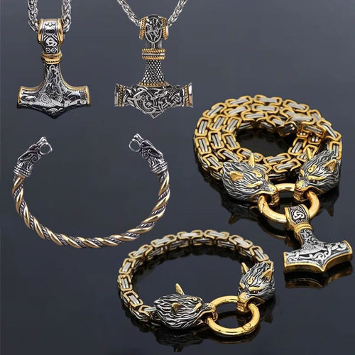 Five-Piece Viking Hammer Jewellery Set - product view 1