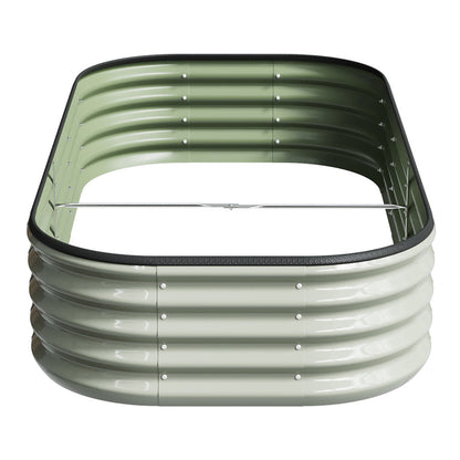 Galvanized Planter Garden Boxes Outdoor, Oval Large Metal Galvanized Raised Garden Bed for Vegetables, 2 Sizes 2 Colours Available