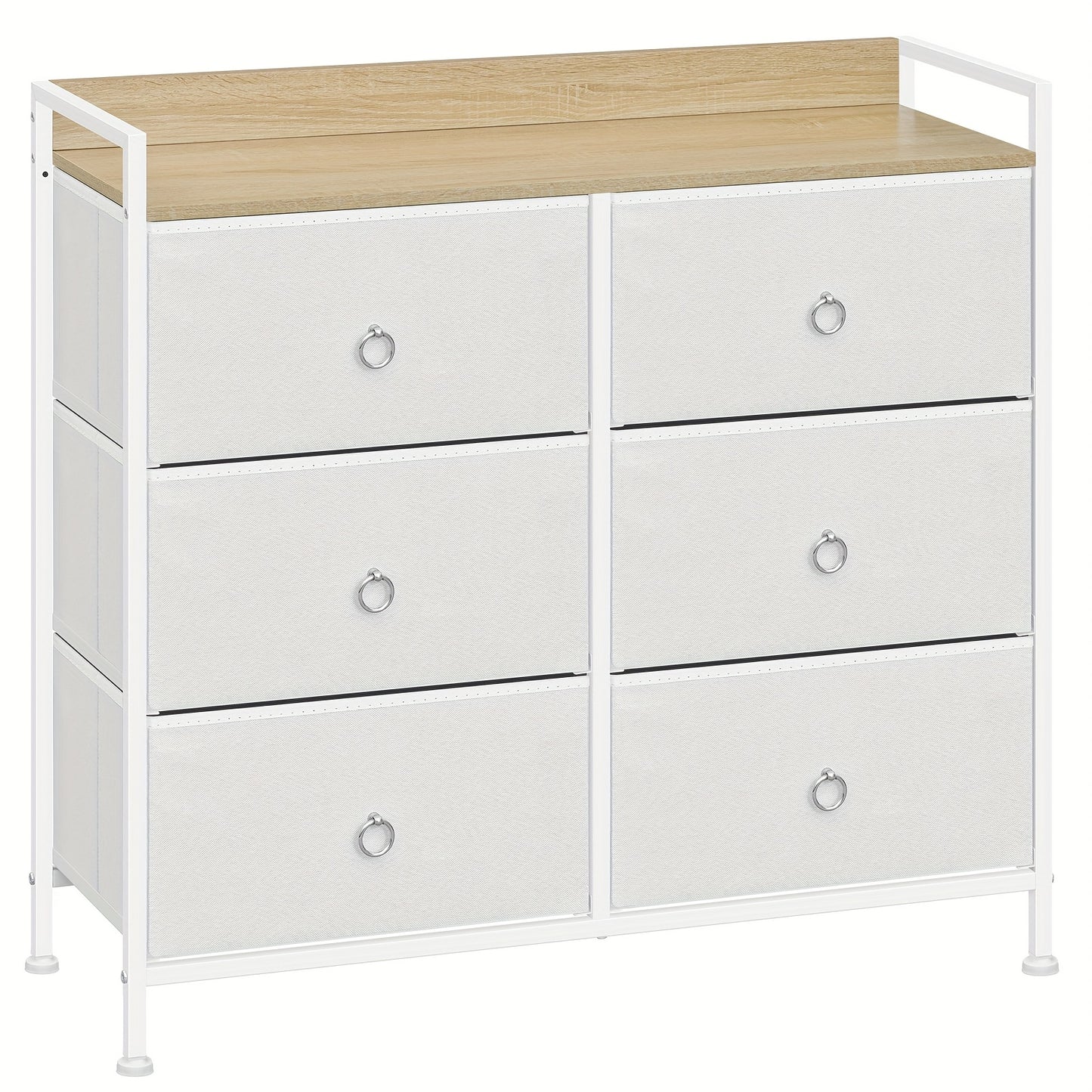 1pc Chest of Drawers, Cabinet with 6 Fabric Drawers, Storage Cabinet Sideboard for Bedroom Living Room Hallway, Metal Frame, Industrial Style