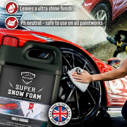 Snow Foam Plus Rechargeable Automatic Snow Cannon Sprayer Gun For Car Van Caravan 5L Super Thick Pre Wash Pressurised Snow Cannon Lance Kit No Jet/Pressure Washer Needed