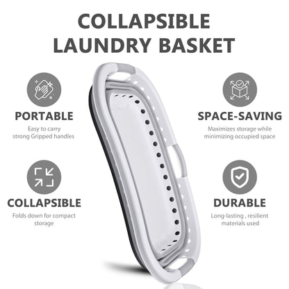Large 37L Foldable Laundry Basket – Collapsible Clothes Hamper with Non-Slip Handles, Curved Space-Saving Design, Durable Plastic Laundry Storage for Home & Bathroom
