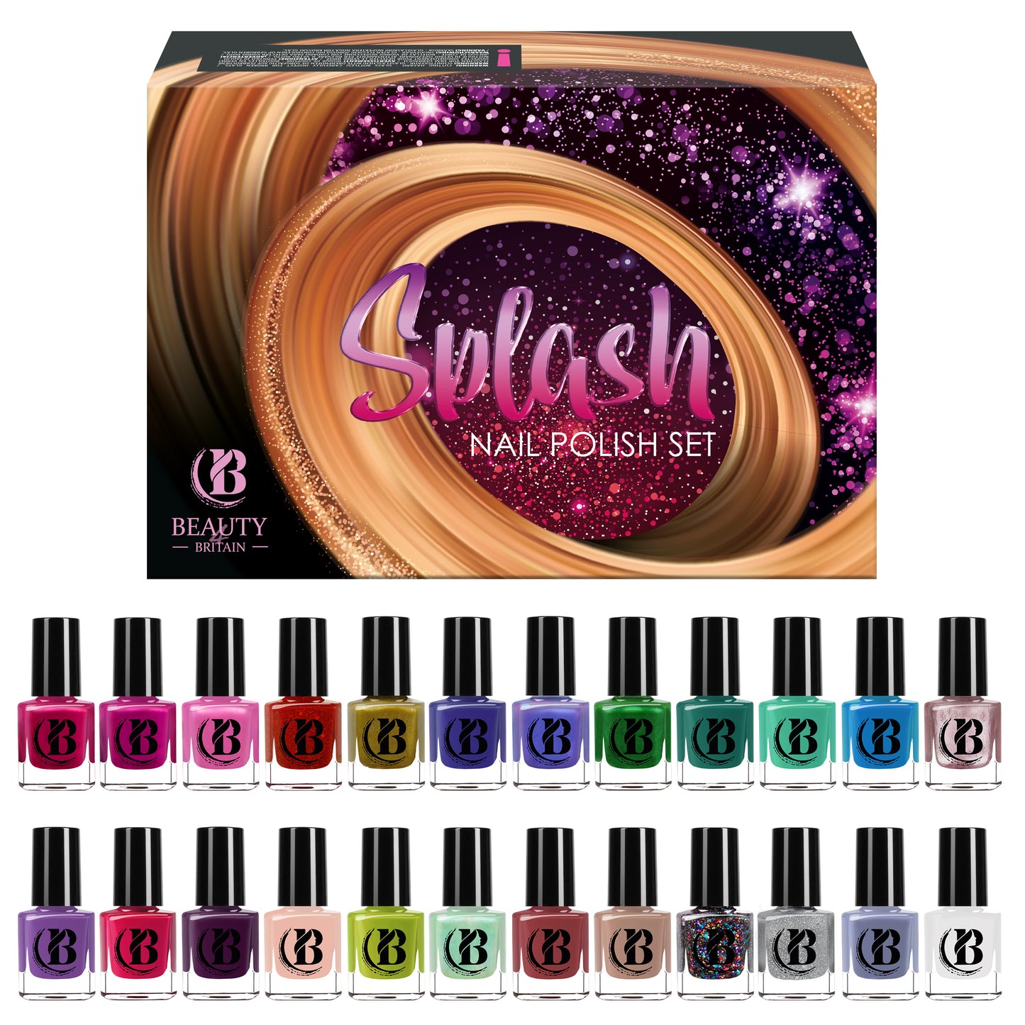 24 x Nail Polish Varnish Set 24 Different Colours Quick Drying British Seller