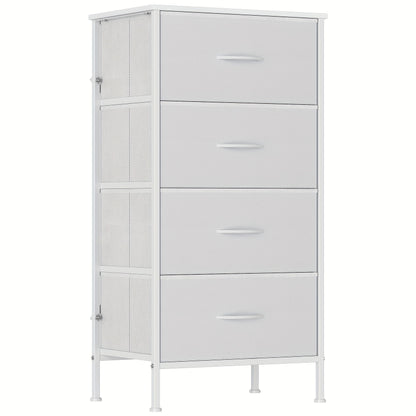 4-Drawer Chest of Drawers Metal Frame & MDF Top – Slim Bedroom Storage Unit 45x30x91cm UK