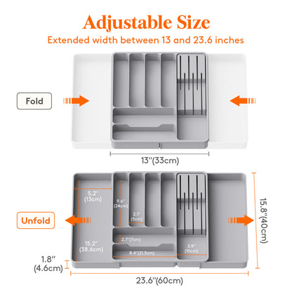 Cutlery Drawer Storage. Organizer, Kitchen Expandable Cutlery Tray. Cutlery Storage, Kitchen Storage, Adjustable Cutlery and Cutlery Holder. Thoughtful Holiday Gift, Christmas Gift, Halloween Gift. Compact Plastic Cutlery Storage Box, Large