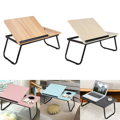 Laptop Computer Desk Portable Foldable Notebook Table Tablet Stand 5-Position Adjustable Tilt Height Over Sofa Tables With Cup Holder Bed Table Lazy Desk Reading Study Desk Breakfast Tray Knee Table 23.05*12.8*9.45 Inches