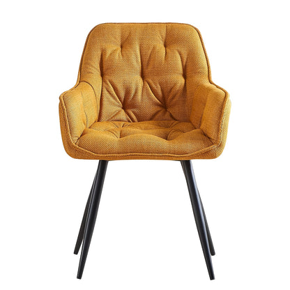 Velvet Padded Dining Chair with Metal Legs & Armrest - Upholstered Tub Chair for Kitchen, Living Room, Bedroom & Office, 15 Colours, UK Stock