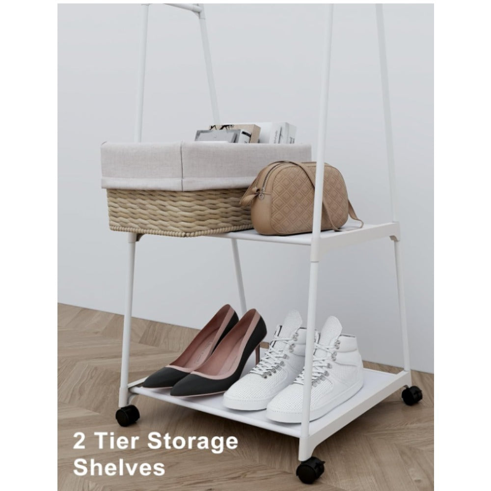 Multifunctional Metal Clothes Hanger with Triangular Wheeled Stand, Mobile Multi-Layer Storage And Organization Rack, Suitable for Home, Kitchen, Wardrobe Organization, Hanging Clothes And Coat Rack - Suitable for Easter, Thanksgiving, Valentine'S Day, Fa