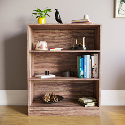 3-Tier Bokcase, Wooden 3 Tier Low Bookcase Wooden Shelving Display Storage Unit Home Office Living Room Bedroom Furniture